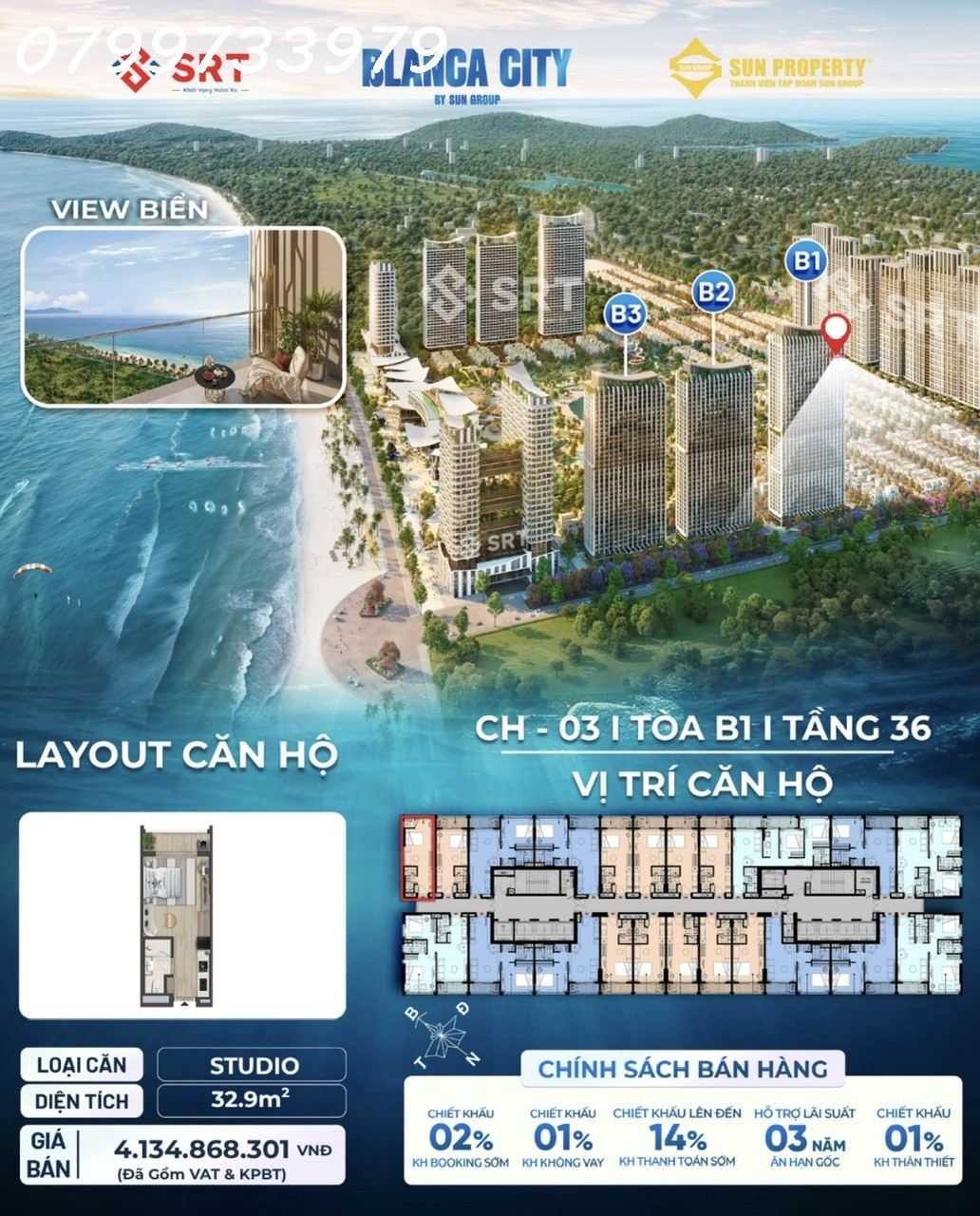 Căn hộ Blanca City Vũng Tàu, chỉ 700 triệu nhận nhà full nội thất 0799733979 - Ảnh chính